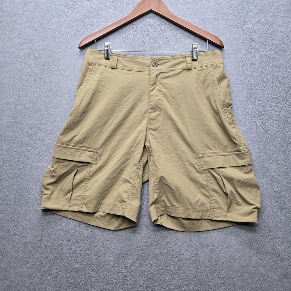 REI Co-Op Men Shorts 36 Khaki Nylon Spandex Cargo Button 9" Inseam Outdoor